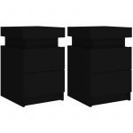 VidaXL Tables De Chevet Avec Lumières Led 2 Pcs Noir 35x39x55 Cm