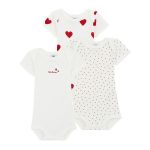 Petit Bateau Lot de 3 bodies manches courtes 3 mois-3 ans Imprimé Coeur - Taille 12 mois;18 mois;2 ans;3 ans;3 mois;6 mois