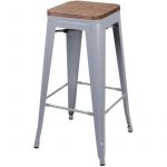 Urban living Tabouret de bar vintage Liv - H. 77 cm - Gris mat