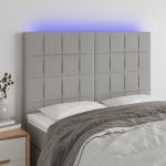 VidaXL Tête de lit à LED Gris clair 144x5x118/128 cm Tissu