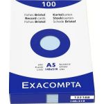 Exacompta 13318B - Etui de 100 fiches Bristol azur 14,8 x 21 cm uni