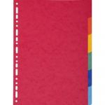 Exacompta R&eacute;f. 1406E - Carton de 50 Intercalaires en v&eacute;ritable carte lustr&eacute;e souple 225g/m2 FSC avec 6 onglets neutres - Format &agrave; classer A4 - Dimensions 22,5 x 29,7 cm-couleurs assorties