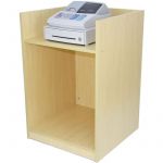 Monster shop Comptoir de Vente Pour Caisse en mdf Mélamine Érable TB60 Meuble de Rangement Modulaire Vitrine Commerce Réception 2 Étagères Internes Devant Fermé