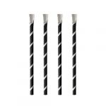 Pap Star Pailles en papier avec cuillère - Lot de 100 - Diamètre 8 mm - Rayures noir/blanc