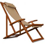 Deuba Chaise camping plage - pliante bois Beige - chaise pliable - Acacia coussin