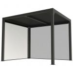 Habrita Pergola bioclimatique ALUMINIUM avec rideau manuel - Surface de protection : 7,20 m&sup2;