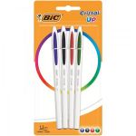 Bic 949871 - Blister de 4 stylos bille Cristal Up Fashion, corps blanc, encre 4 couleurs