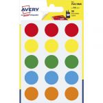 Avery-Zweckform Sachet de 90 pastilles adh&eacute;sives Avery - diam&egrave;tre 19 mm - pour &eacute;criture manuelle - coloris assortis