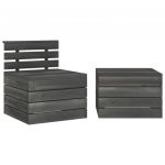 VidaXL Salon de jardin palette 2 pcs Bois de pin massif Gris foncé