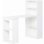 Homcom Bureau informatique 120L x 55l x 120H cm bibliothèque adjacente multi-rangements blanc 120x55x120cm Blanc