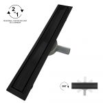 VINY Caniveau de douche 2en1 &agrave; encastrer L.90 cm, &agrave; carreler ou inox noir, drainage 36L/min, haut. r&eacute;glable