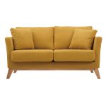 Miliboo Canapé scandinave 2 places déhoussable effet velours moutarde OSLO