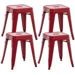 CLP Lot de 4 tabourets au style industriel Armin rouge