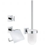 Grohe QuickFix - Start Cube - Set d'accessoires 3 en 1 pour WC - Finition Chrom&eacute;e 41123000 (&agrave; visser ou &agrave; coller)