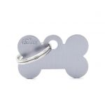 Myfamily Médaille basic petit os pour chien en aluminium gris