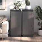 VidaXL Buffets 31.5x34x75 cm Bois Massif de Pin Gris 2 pcs
