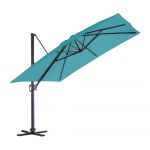 Ozalide Parasol déporté carré 3x3 m en aluminium bleu canard
