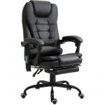 Fauteuil de bureau direction m ant hauteur réglable dossier inclinable repose pied + coussin lombaires intégrés revêtement synt tique noir