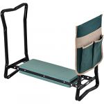 Outsunny Tabouret de Jardin Pliable agenouilloir de Jardin siège Jardinage avec Coussin Pochette Rangement Outils Vert
