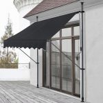 Store Banne Manuel Rétractable pour Terr e Marquise Soleil de Balcon Auvent Téléscopique Hauteur et Inclinaison Réglable Sans Perçage Acier Polyester 150 x 120 x 200 300 cm Noir [pro tec]