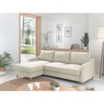 Will canapé d'angle convertible avec coffre 4 places style scandinave gauc Couleur Beige