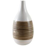 Aubry Gaspard Vase d&eacute;coratif bambou naturel et laqu&eacute; blanc - Naturel