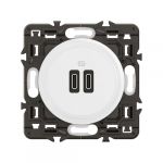Legrand Lot de 5 Chargeurs double USB C&eacute;liane 20W Power Delivery Type-C + Type-C Blanc avec support CX0154