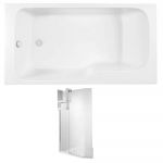 Jacob Delafon Pack baignoire bain douche 160 x 85 Malice version gauche blanc mat + pare bain + étagère