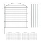 Relaxdays Barri&egrave;re de jardin cl&ocirc;ture m&eacute;tallique piquets &agrave; planter 5 &eacute;l&eacute;ments chacun H x L : 78 x 75 cm noire