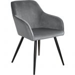 TecTake Chaise MARILYN Effet Velours Style Scandinave - gris/noir