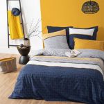 Parure de lit en coton rayures 260 x 240 cm bleu