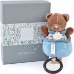 Doudou et Compagnie Boh'aime - Boîte à Musique Ours- Bleu - 20cm - Cadeau Naissance - Jolie boîte Cadeau - DC4024