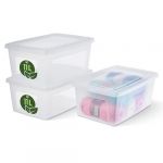 Iris Ohyama Boite de Rangement Multi-Usages, 11L, Lot de 3, Fermeture Facile, Empilable, en Plastique Transparent, pour Placard, &Eacute;tag&egrave;res, Ecole, Organisation, Jouet, Papeterie, Chaussures, MCB-11