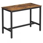 Songmics VASAGLE Table Haute de Bar, Table à Manger, Cadre en métal, pour Boissons, Cocktails, Brasserie, Restaurant, Salon, Cuisine, Stable, 120 x 60 x 90 cm, Style Industriel, Marron Rustique et Noir LBT91X