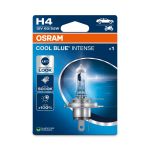 Osram COOL BLUE INTENSE H4, +100% more brightness, up to 5,000K, halogen headlight lamp, LED look, Single Blister (1 lamp)