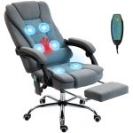 Fauteuil de bureau - Vinsetto - hauteur r&eacute;glable dossier inclinable - massant et chauffant - tissu aspect lin - 65x70x119cm - gris