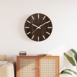 VidaXL Horloge murale et &eacute;chelles et aiguilles lumineuses marron &Oslash;30cm