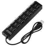 Insten Hub Multiprise 7 Ports USB 2.0 Haute Vitesse noir avec boutons marche/arrêt Pour Transfert de données Synchronisation Ordinateur PC Windows Linux Mac OS