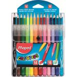Maped Lot de 12 feutres + 15 crayons de couleur color'peps