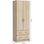 Demeyere Armoire - D&eacute;cor ch&ecirc;ne bross&eacute; - 2 portes et 2 tiroirs - Classique - Chambre - L 61 cm - DUAL