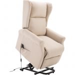 Homcom Fauteuil de relaxation &eacute;lectrique fauteuil releveur inclinable avec repose-pied ajustable lin beige 94x72x109cm Beige