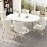 Oem Chaises de salle &agrave; manger - PDZZZD - Lot de 2 - Velours beige - Pieds en m&eacute;tal dor&eacute; - Design moderne
