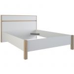 Pegane Lit en 140x190 -SELENA- chene brossé - blanc -Dim: 147,9 x 98,2 x 206,7 cm