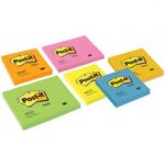 Post-It 654-NOR - Lot 6 blocs 100 notes adhésives Néon, 76x76mm, orange