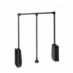 Emuca Penderie rabattable pour armoire, réglable 600 - 830 mm, jusqu'à 12 kg, Acier, Peint en noir