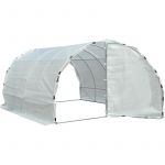 Homcom Outsunny Serre de Jardin Tunnel Surface Sol 12 m² 4L x 3l x 2H m châssis Tubulaire renforcé 25 mm Double Porte avec poignées Blanc