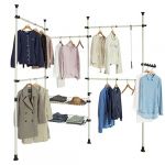 Sobuy KLS04 Télescopique Garde-Robe Système Herkule Penderie Télescopique 5 Barres Portant de Vêtement, 2 Paniers et 1 Vêtement Fork Largeur et Hauteur Variables