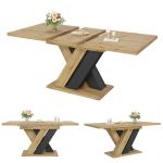 Table &agrave; manger extensible t&eacute;lescopique 119-158,5x80, pieds X, rangement, 4-6 pers