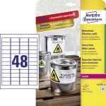Avery-Zweckform Etiquettes universelles, Etiquettes ultra-résistantes L4778-8 45.7 x 21.2 mm film de polyester blanc 384 pc(s) permanente