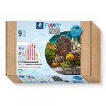 Fimo STAEDTLER air 81 Set 06 Pâte à modeler séchage à l'air libre Kit de décoration d'Halloween avec outils de modelage et accessoires (lot de 9 pièces, y compris 350 g d'argile effet granit)